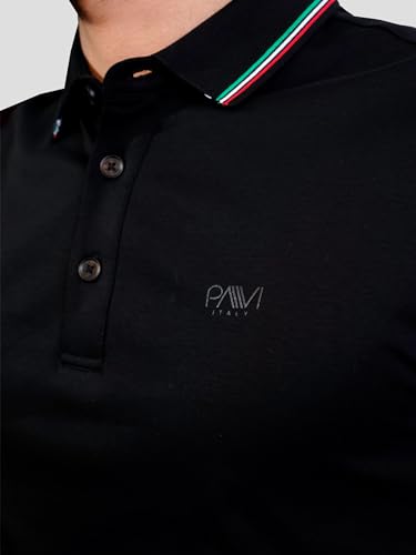 PAVI ITALY Men's Black Polo Shirt Plain Cloth 05-3072N (US, Alpha, Small, Regular, Regular, Black) - Image 4