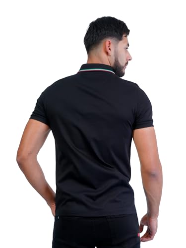 PAVI ITALY Men's Black Polo Shirt Plain Cloth 05-3072N (US, Alpha, Small, Regular, Regular, Black) - Image 3